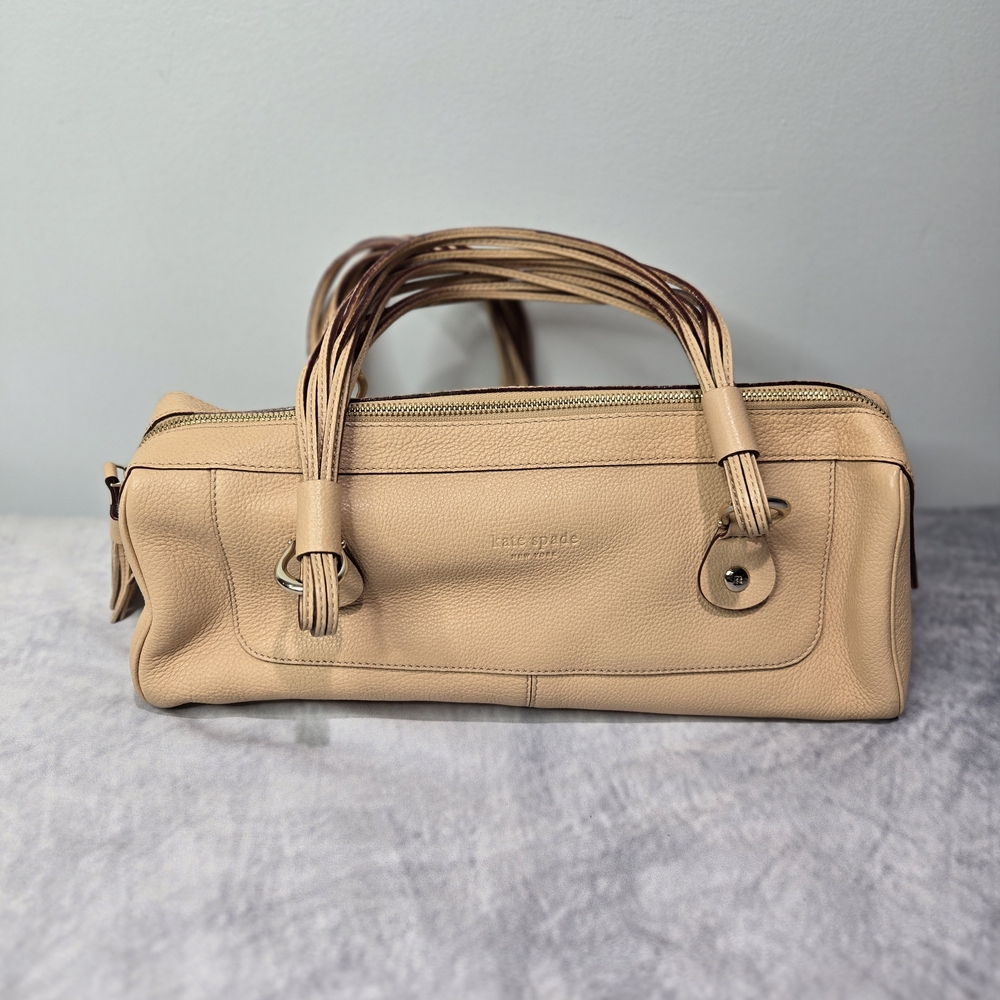 Kate Spade Leather Satchel Handbag in Beige